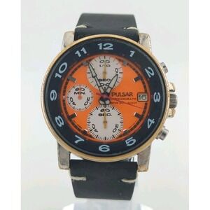 Rare‎ Vtg PULSAR by SEIKO V657-7070 Chronograph 38mm Quartz Men's Watch - WORKS